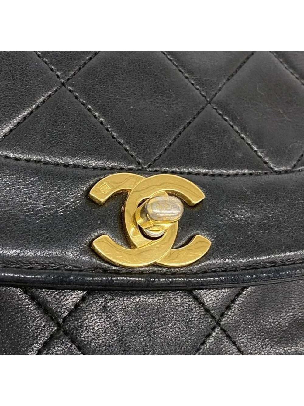 Chanel Shoulder Bag Diana Lambskin Black Gold